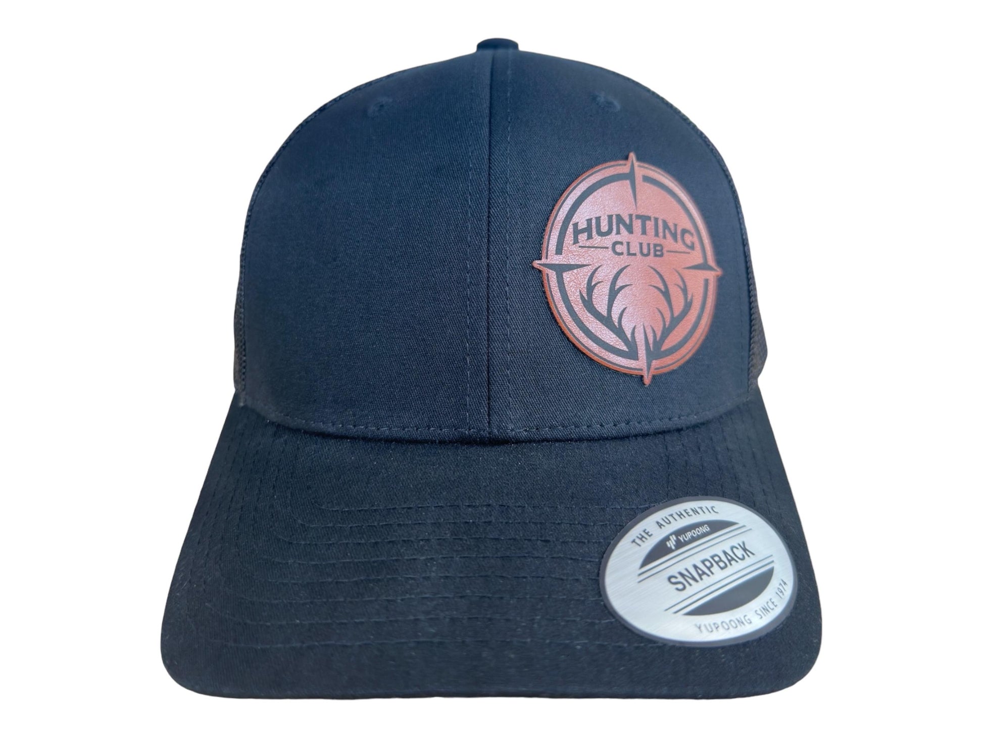 Hunting Club Hat | Engraved Leatherette Trucker | Men's Outdoor Snapback
