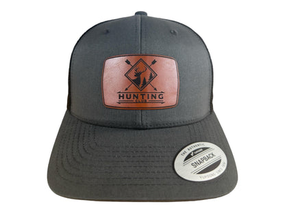 Hunting Club Hat | Engraved Leatherette Trucker | Men's Outdoor Snapback