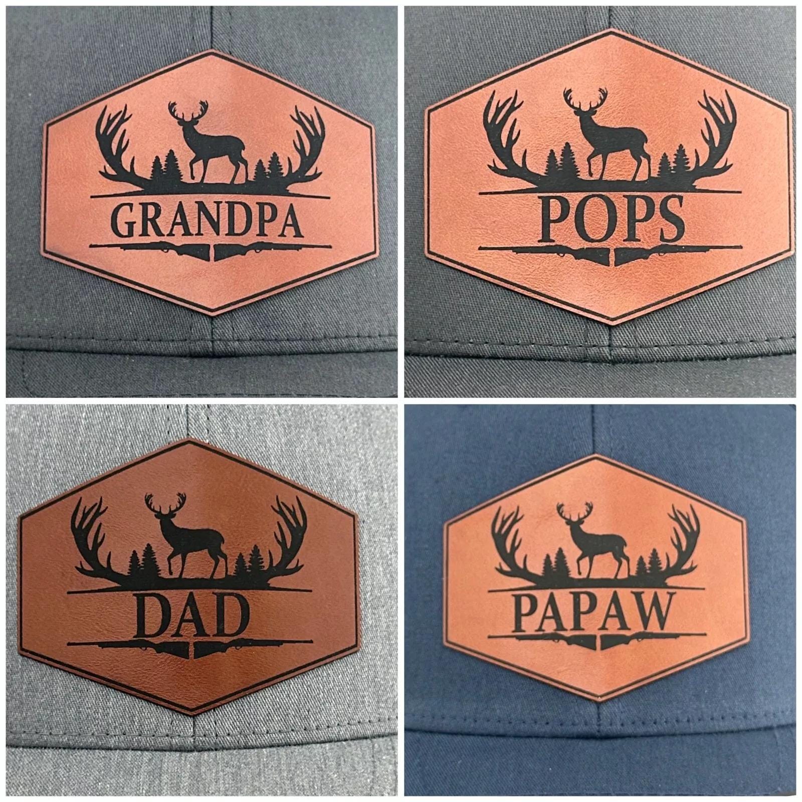 Personalized Grandpa Dad Pops Papaw Hunting Snapback Hat With Leather Patch