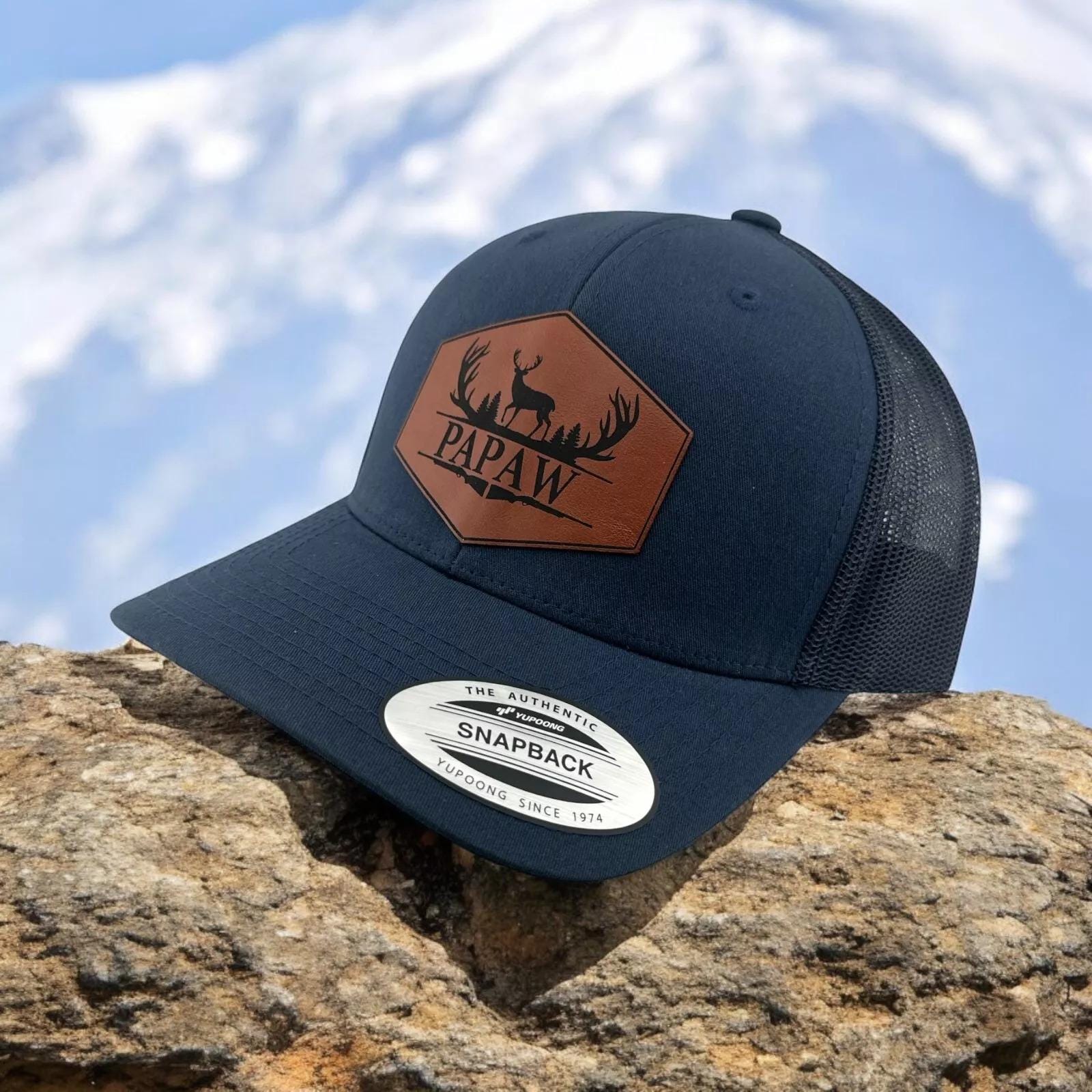 Personalized Grandpa Dad Pops Papaw Hunting Snapback Hat With Leather Patch