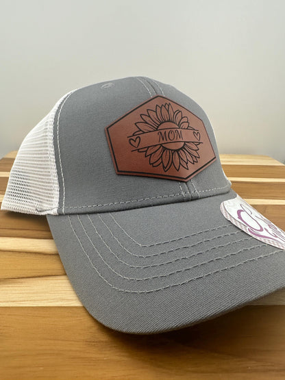 Personalized Grandma, Mom, Nana, Mama, Mamaw Custom Snapback Hat With Leather Patch
